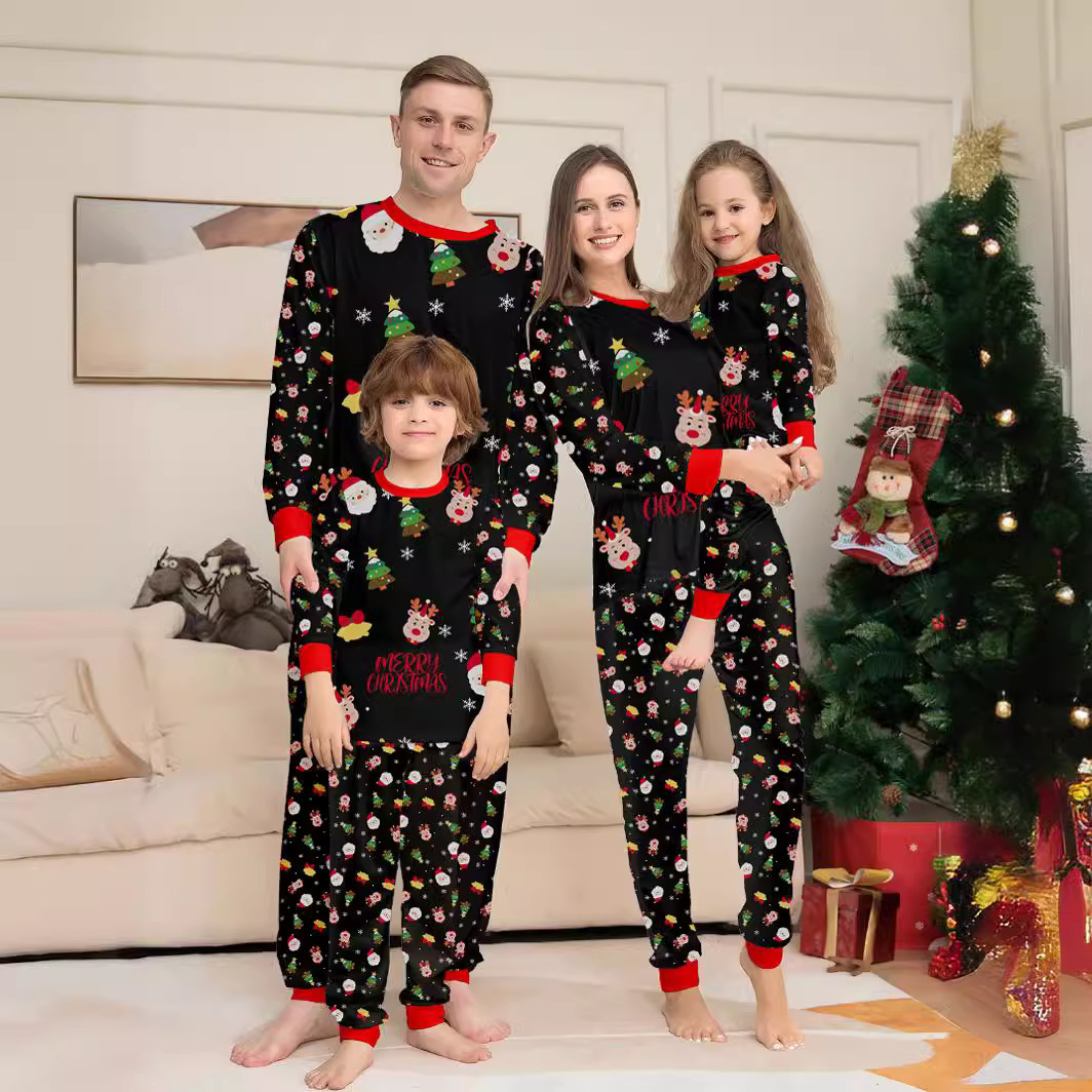 Matching Christmas Pajamas Deer Print Long-sleeve Pajamas Sets