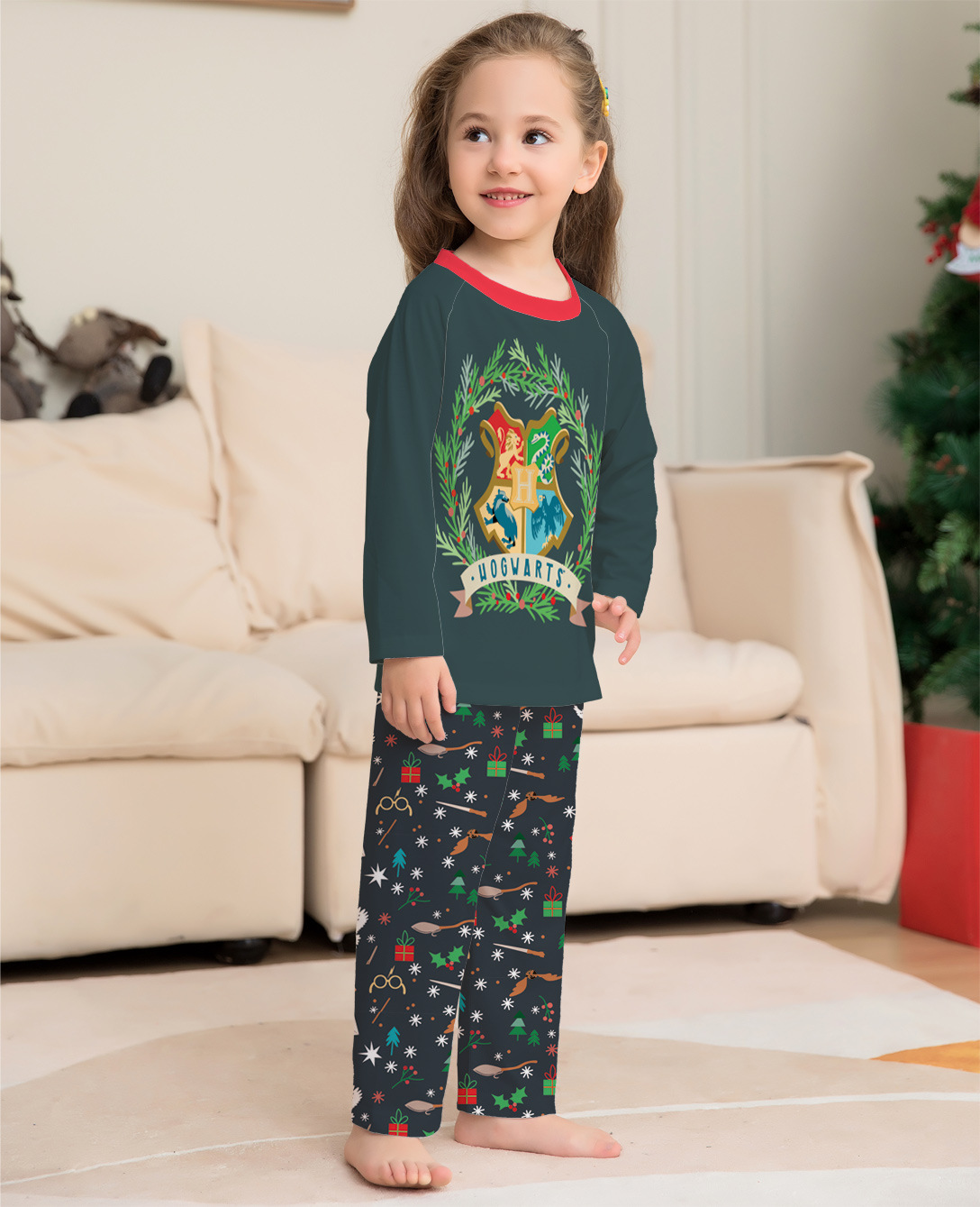 Matching Christmas Pajamas Hogwarts Long-sleeve Pajamas Sets