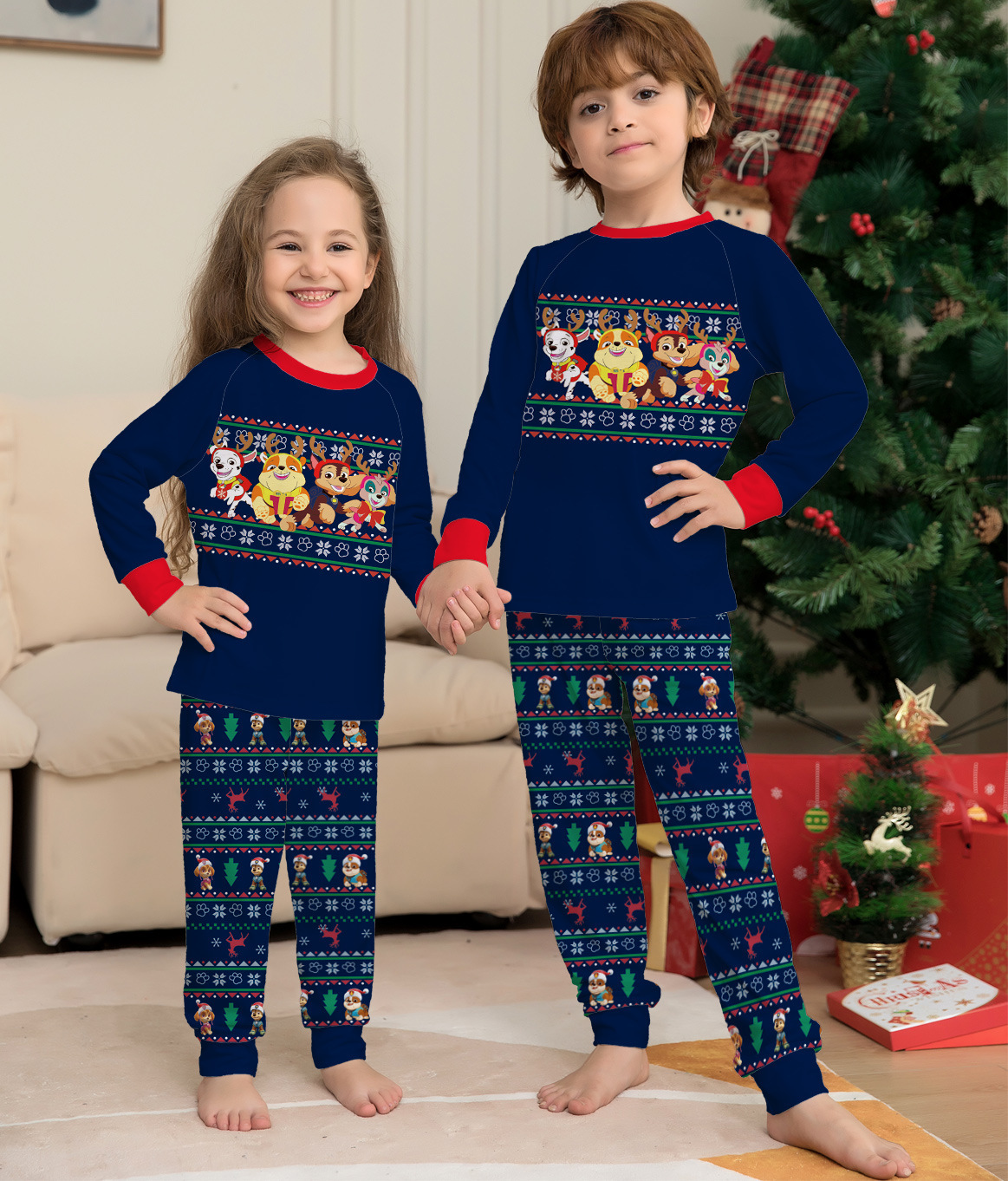 Matching Christmas Pajamas Cartoon Long-sleeve Pajamas Sets