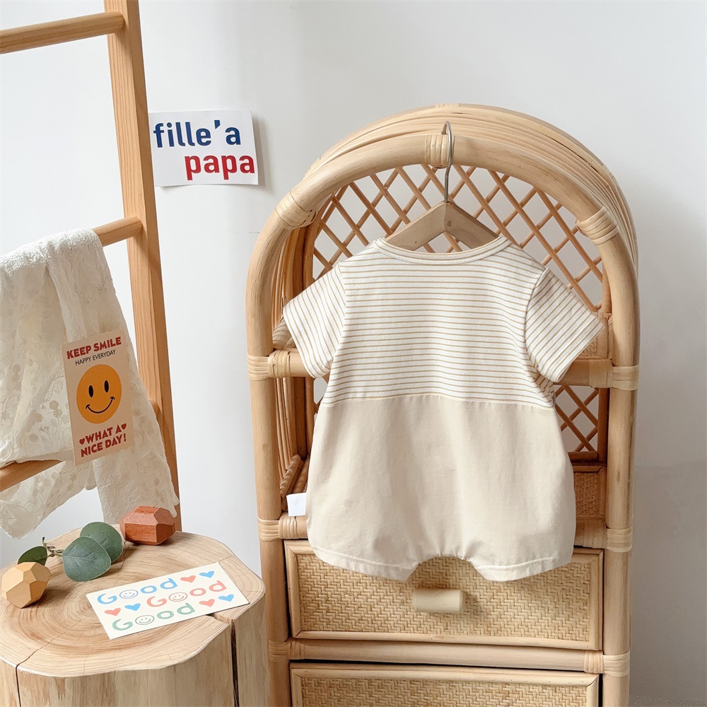 Rainbow and Teddy Bear Design Fake Two-piece Baby Romper