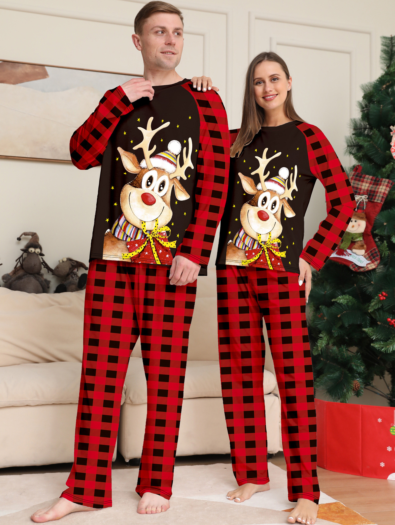 Matching Christmas Pajamas Deer Long-sleeve Pajamas Sets