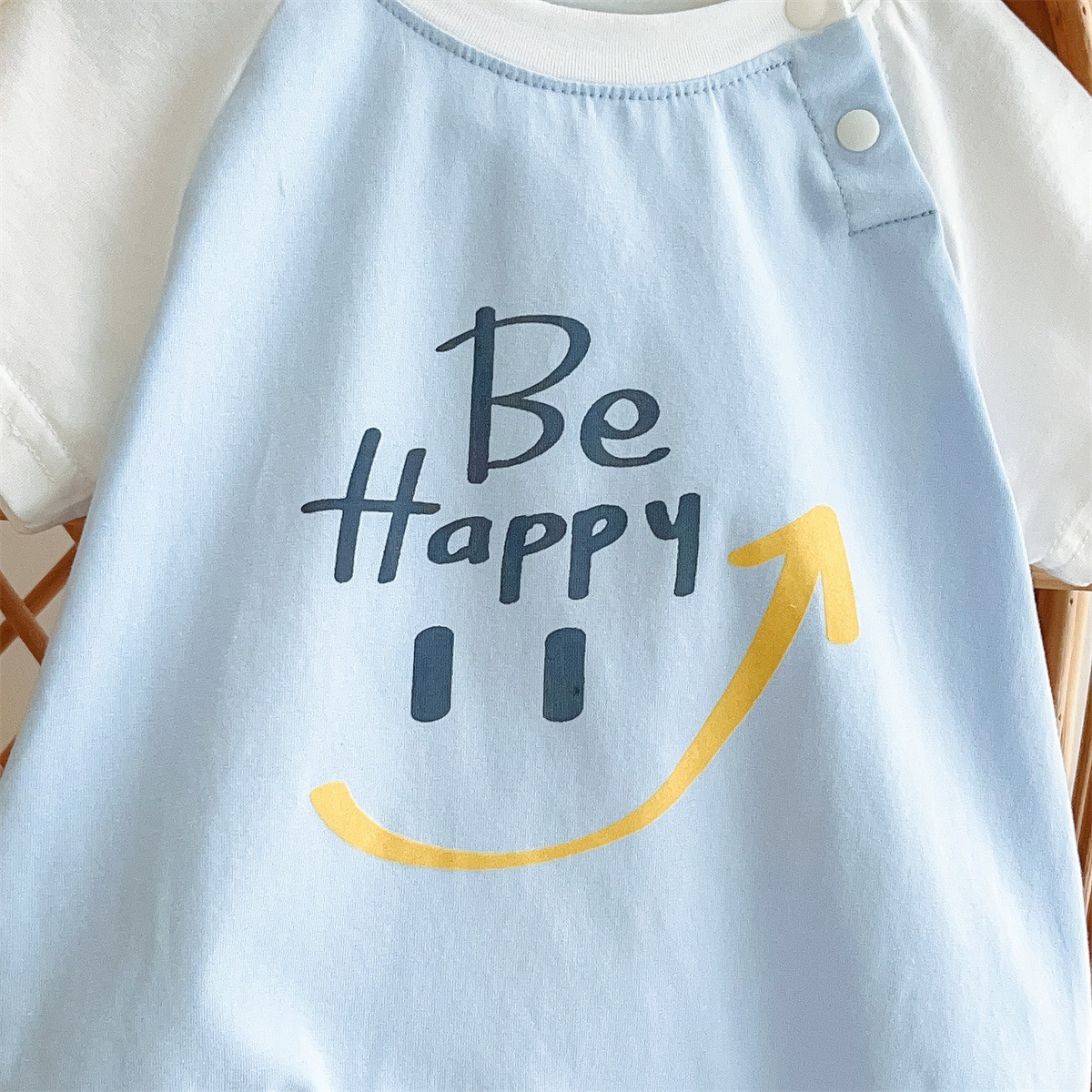 Cartoon Smiley-faced Baby Shor -sleeved Baby Romper
