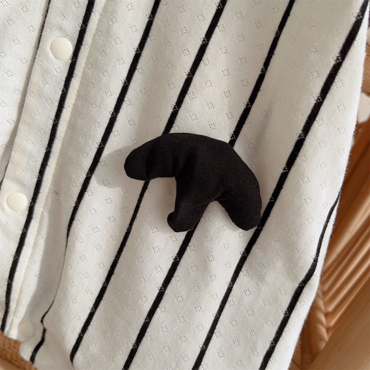 Black and White Striped Color Blocking Design Baby Romper