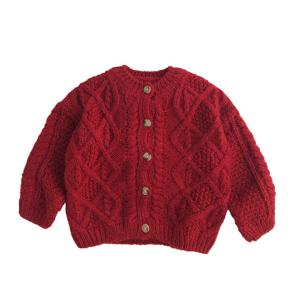 Baby Twist Red Knitted Cardigan