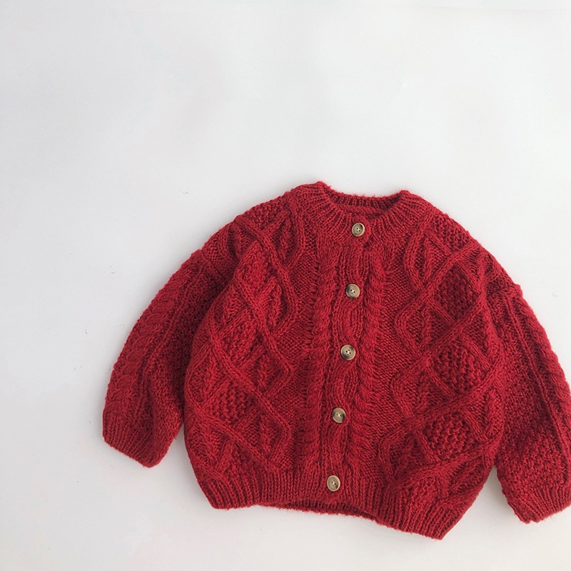 Baby Twist Red Knitted Cardigan