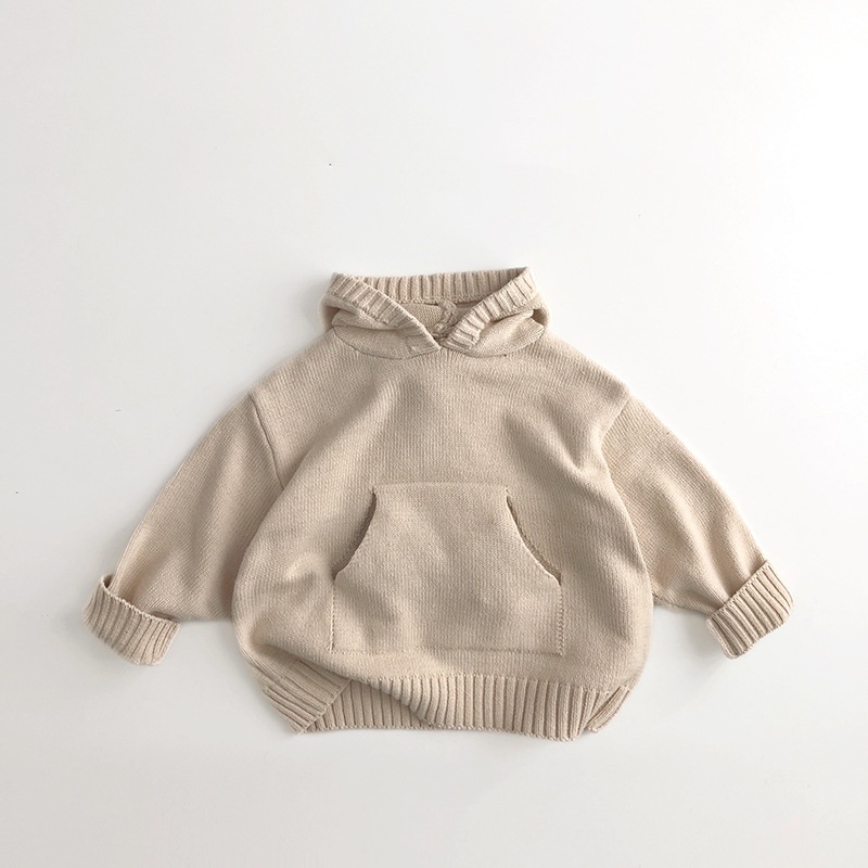 Baby Vintage Casual Even Knit Hooded Sweater