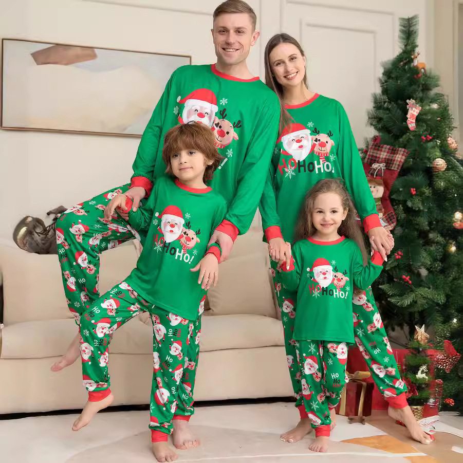 Matching Christmas Pajamas Green Long-sleeve Pajamas Sets