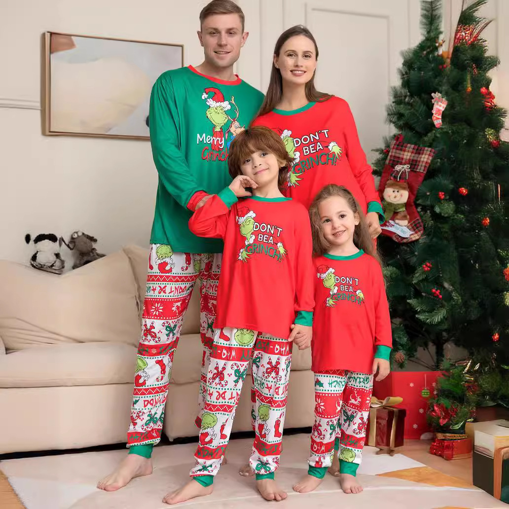 Matching Christmas Pajamas  Monster Letter Long-sleeve Pajamas Sets