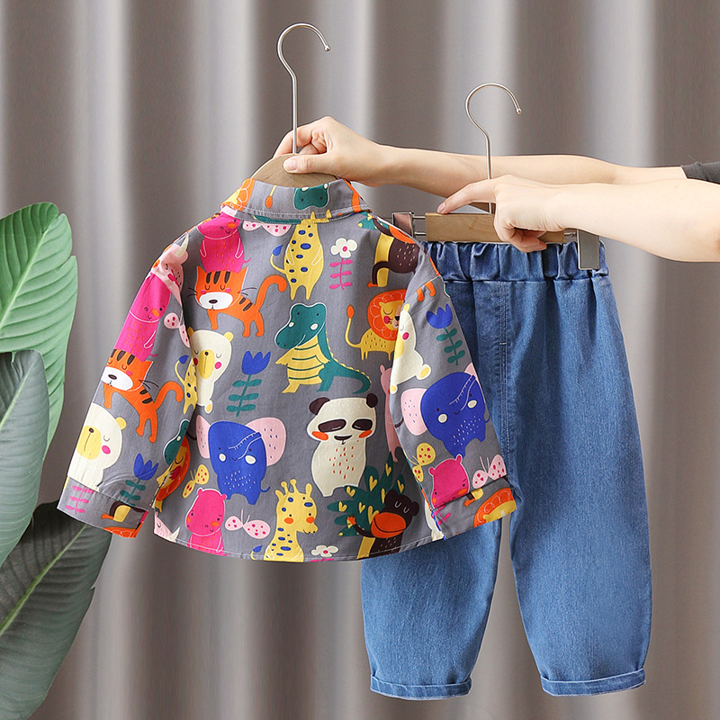 2pcs Toddler Boy Bear Letter Top and Pant Set