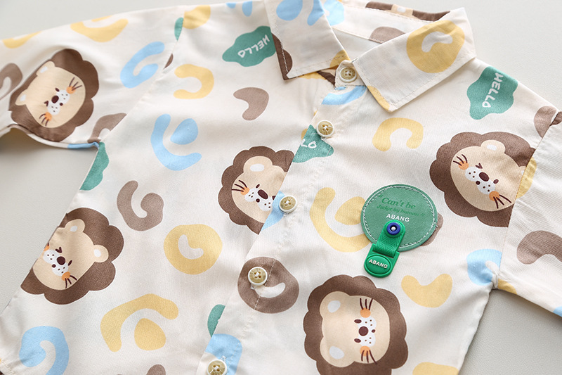 2pcs Toddler Boy Cute Lion Top and Pant Set