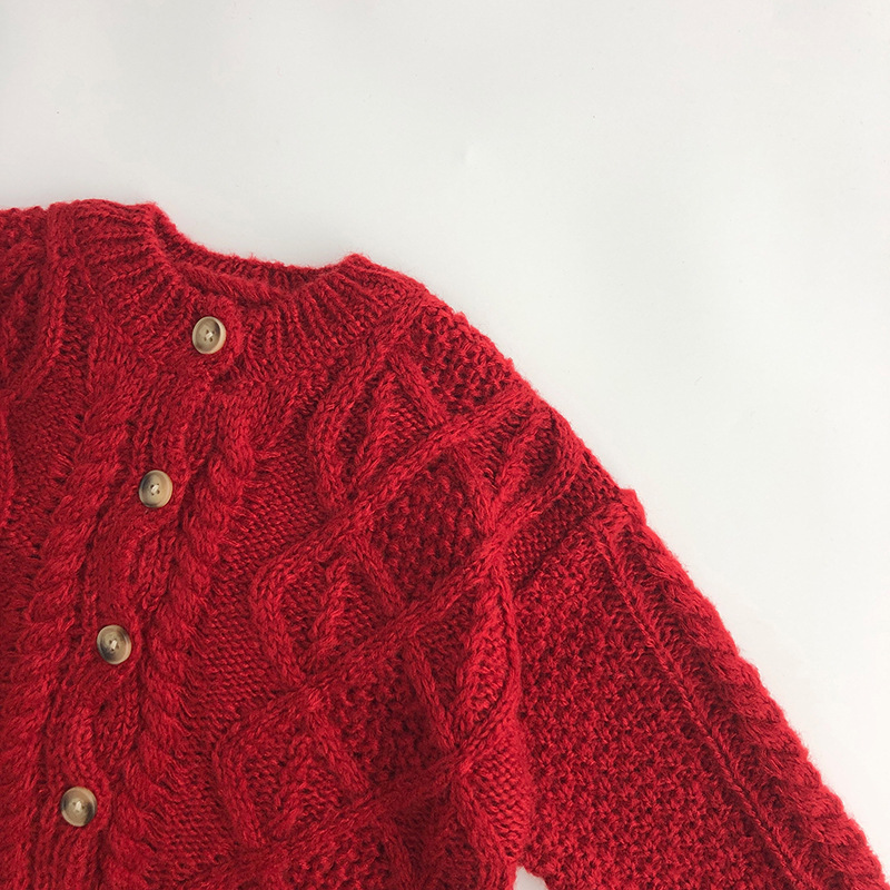 Baby Twist Red Knitted Cardigan