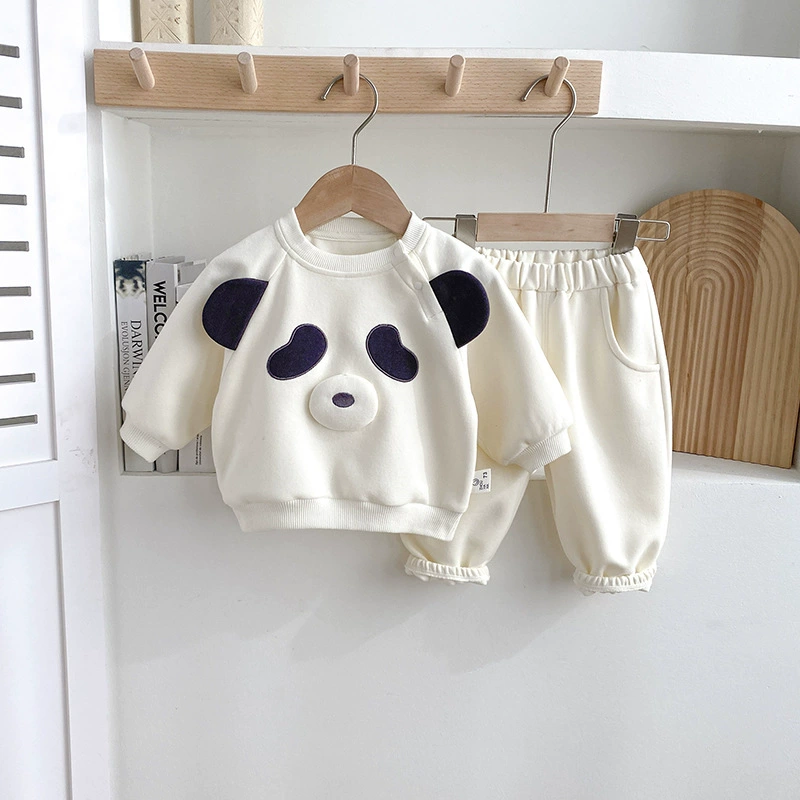 2pcs Panda-themed Sweatshirt and Pants Set