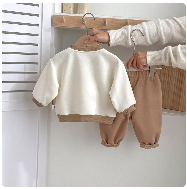 2pcs Toddlers Glasses Puppy Sweatshirt and Pants Set