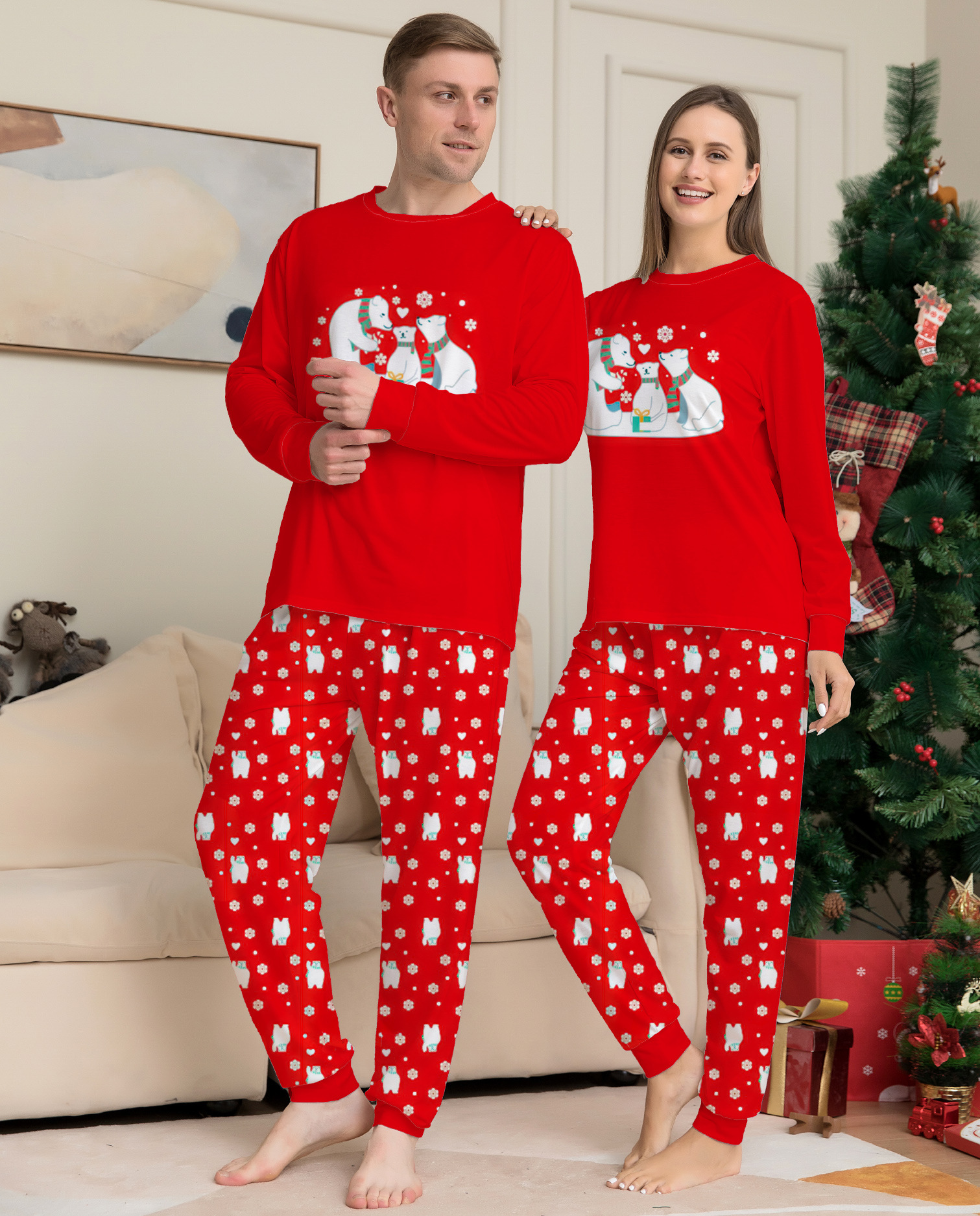 Matching Christmas Pajamas Bear Long-sleeve Pajamas Sets