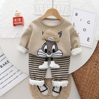 2pcs Toddler Boy Cute Bunny Top and Pant Set