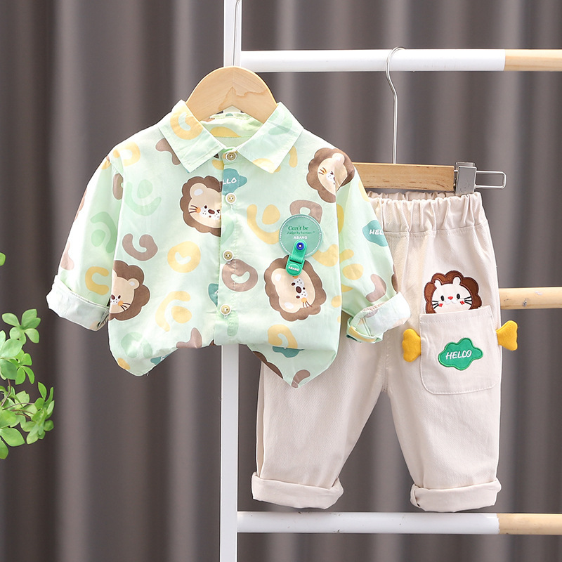 2pcs Toddler Boy Cute Lion Top and Pant Set