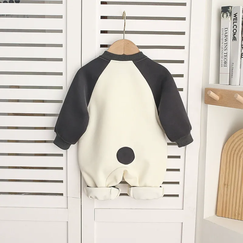 Baby Panda Raglan Sleeved Long Sleeve Romper