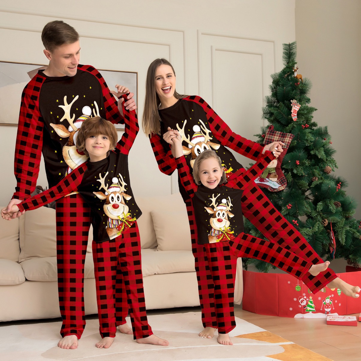 Matching Christmas Pajamas Deer Long-sleeve Pajamas Sets