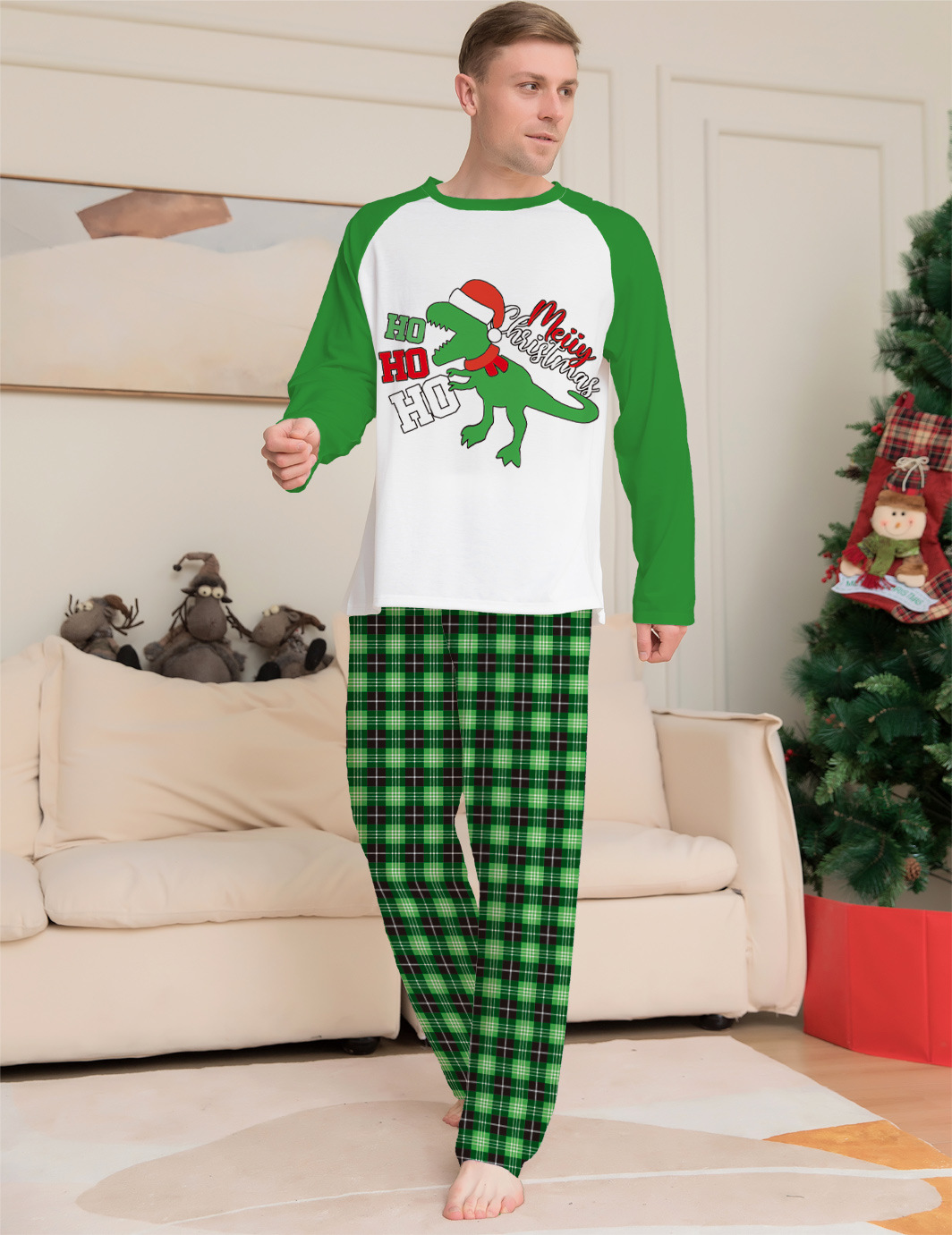Matching Christmas Pajamas Cartoon Letter Long-sleeve Pajamas Sets