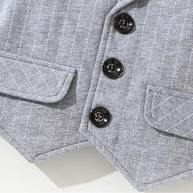 2pcs British Style Baby Romper Set with Striped Vest