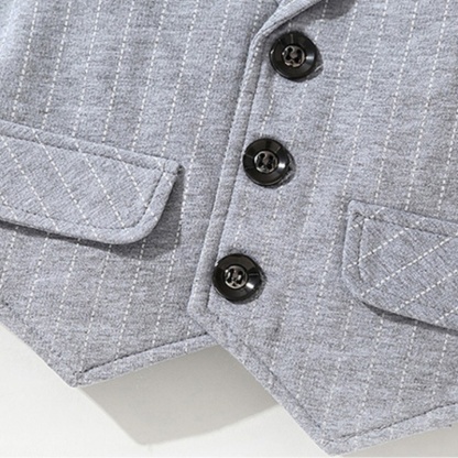 2pcs British Style Baby Romper Set with Striped Vest