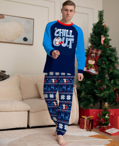 Matching Christmas Pajamas Letter Snowflake Print Long-sleeve Pajamas Sets