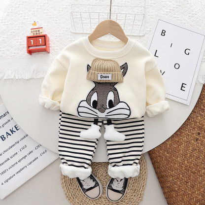 2pcs Toddler Boy Cute Bunny Top and Pant Set