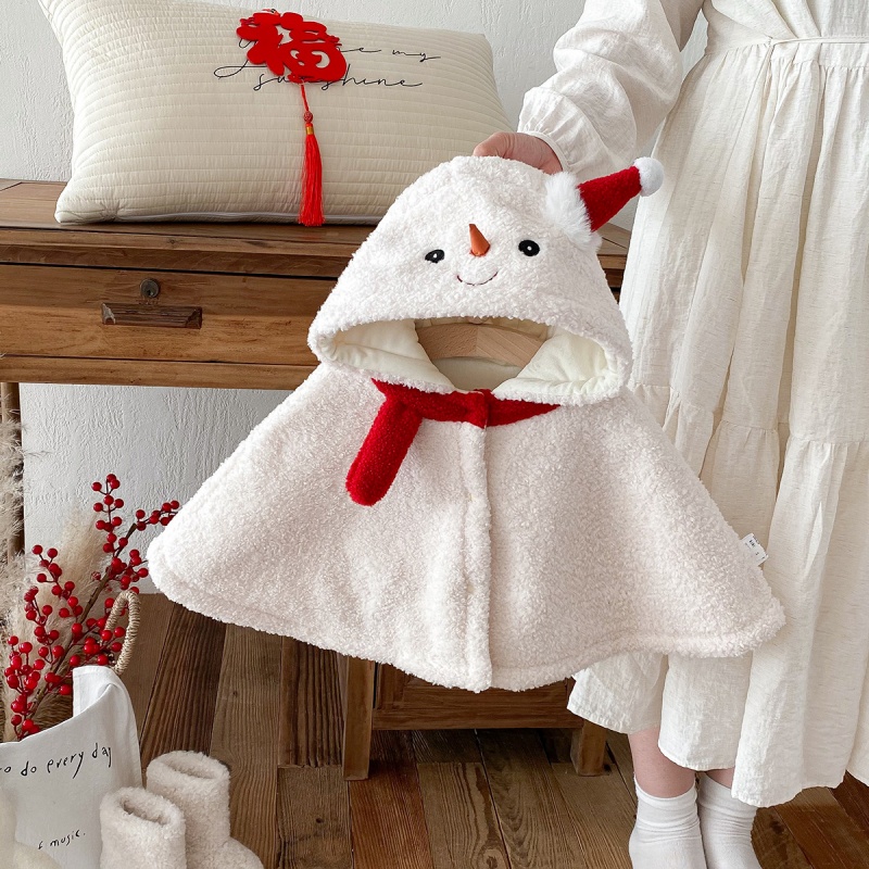 Baby Girl Cute Snowman Shawl Cape Top