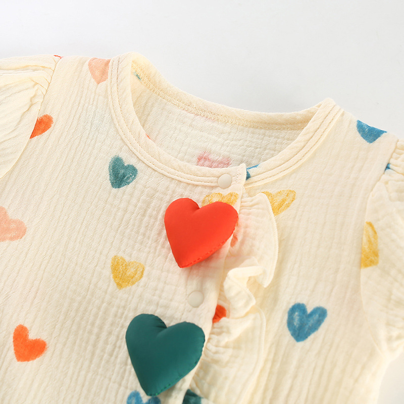Ruffled Heart-shaped Decoration Baby Romper