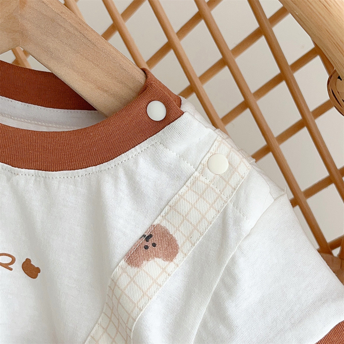 Cartoon Bear-themed Fake Two  Piece Romper