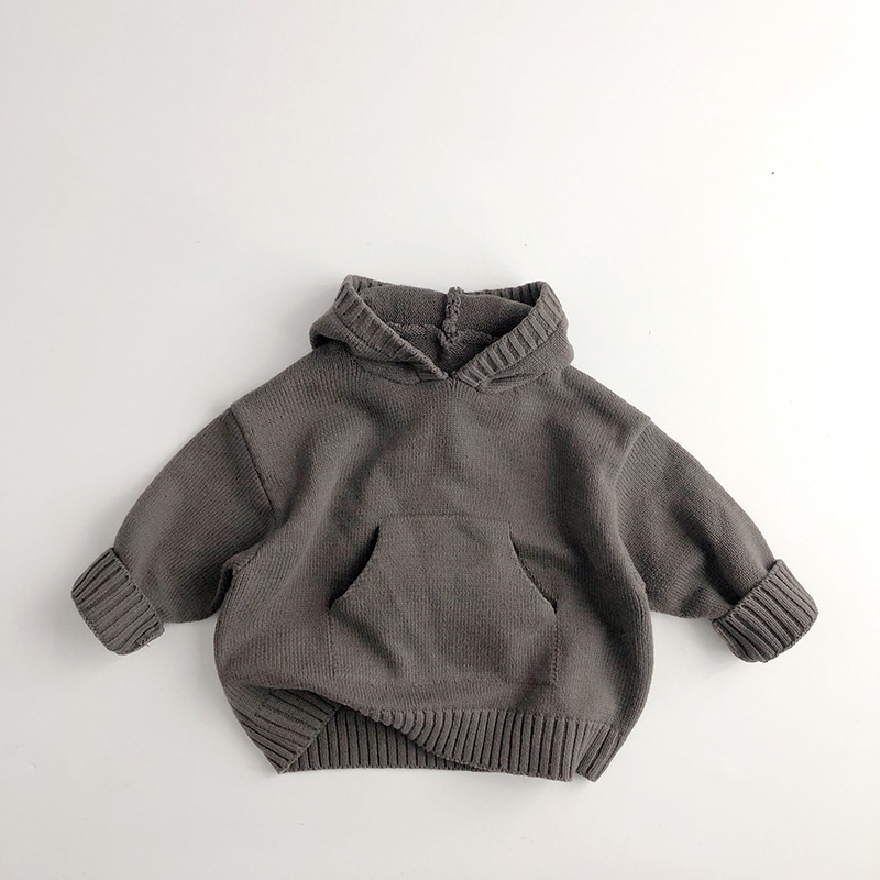 Baby Vintage Casual Even Knit Hooded Sweater
