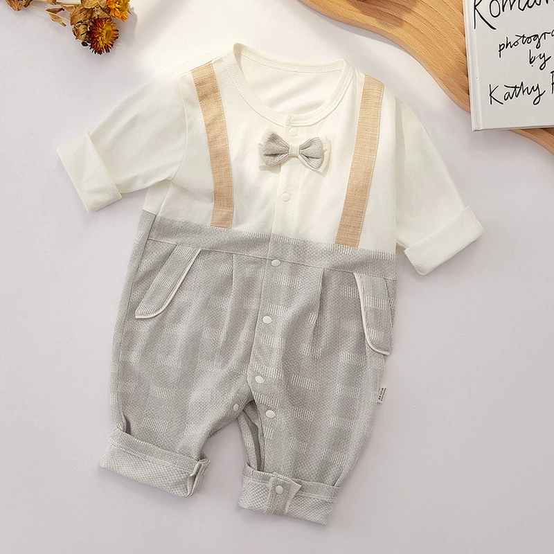 Baby Boy Bow Tie Suspender Romper