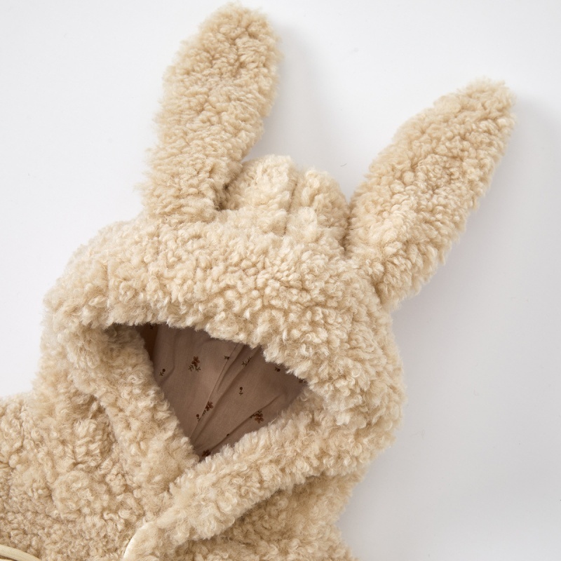 Baby Girl Padded and Thickened Cute Hooded Rabbit Ears Jacket Top