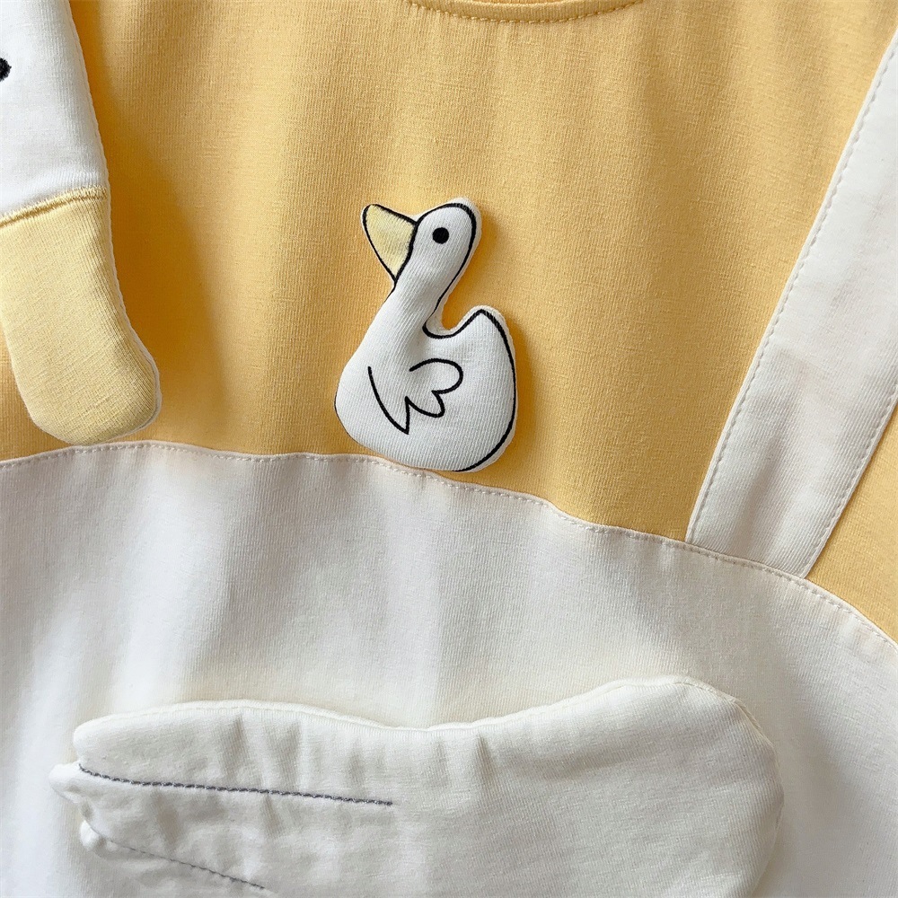 Fake Two-piece Duck Themed Design Baby Romper