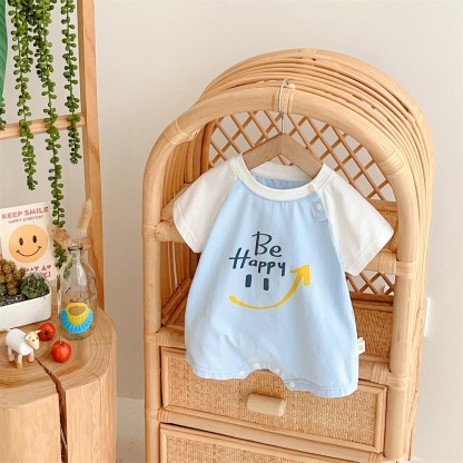 Cartoon Smiley-faced Baby Shor -sleeved Baby Romper