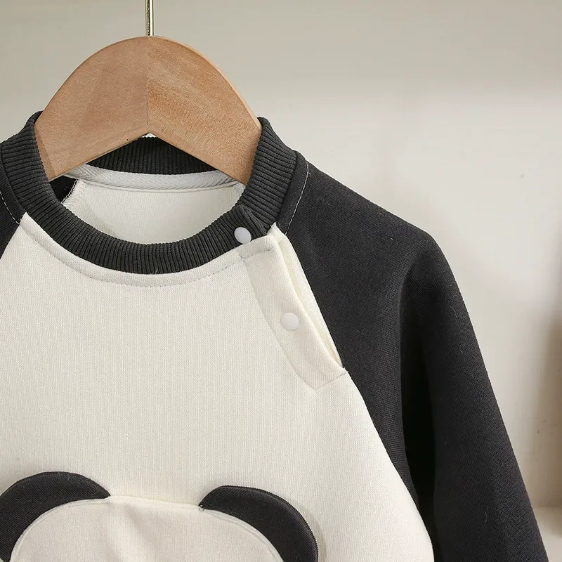 Baby Panda Raglan Sleeved Long Sleeve Romper