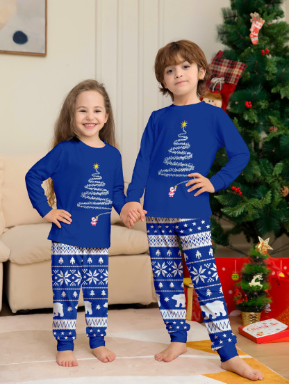 Matching Christmas Pajamas Tree Print Long-sleeve Pajamas Sets