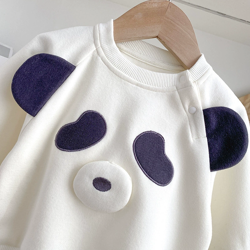 2pcs Panda-themed Sweatshirt and Pants Set