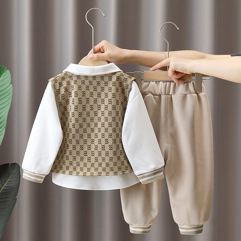 3pcs Toddler Boy Letter Vest Top and Pant Set