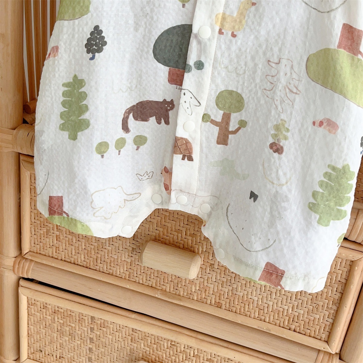 Animal and Plant Print and Plush Decoration Baby Romper