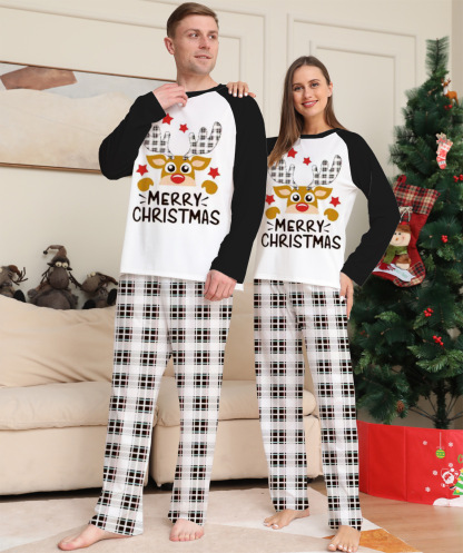 Matching Christmas Pajamas Cartoon Letter Long-sleeve Pajamas Sets