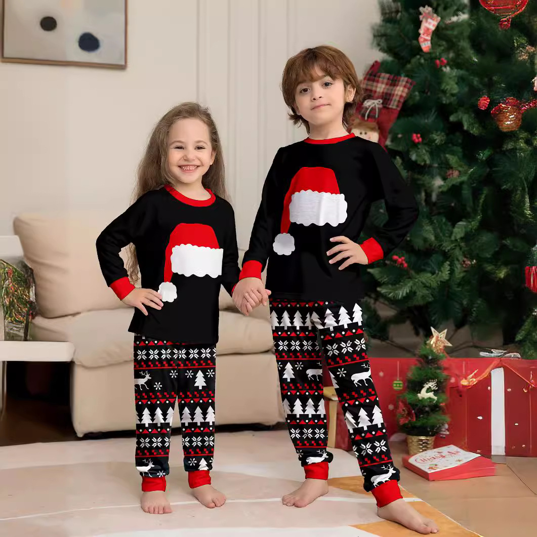 Matching Christmas Pajamas Christmas Hat Long-sleeve Pajamas Sets