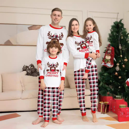 Matching Christmas Pajamas Deer Letter Long-sleeve Pajamas Sets