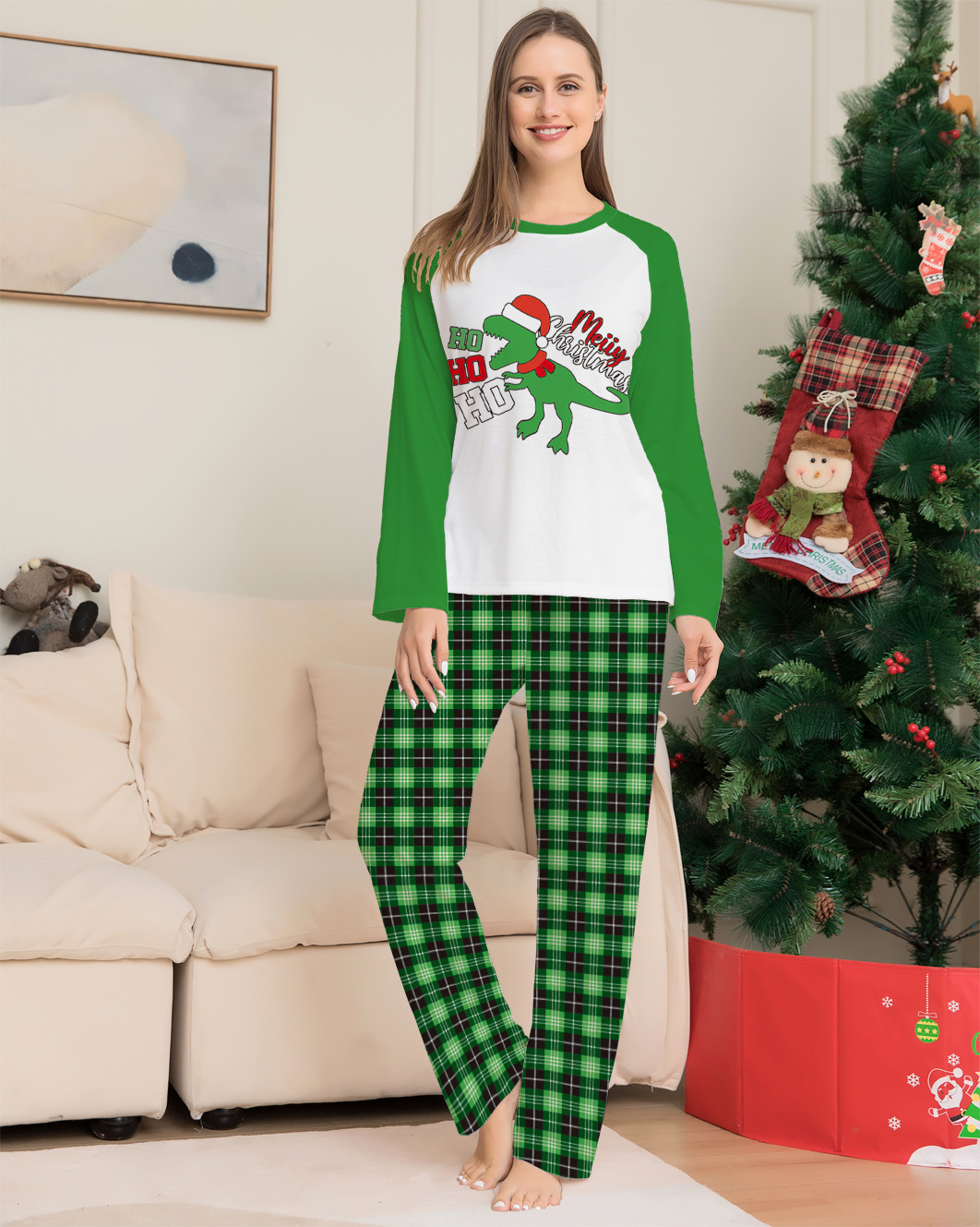 Matching Christmas Pajamas Cartoon Letter Long-sleeve Pajamas Sets