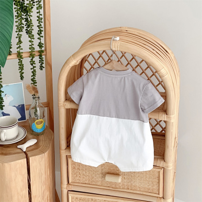 Short-sleeved Cartoon Dog Face Design Baby Romper