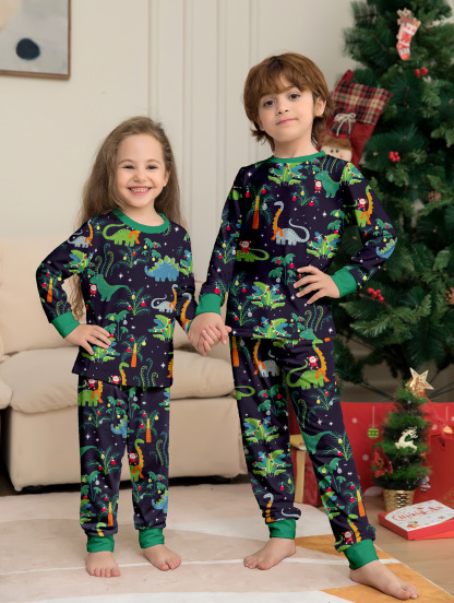 Matching Christmas Pajamas Dinosaurs Long-sleeve Pajamas Sets