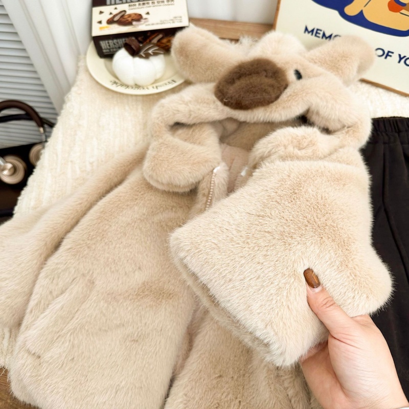 Baby Children Cute Bear Ears Padded Thickened Warm Jacket Top