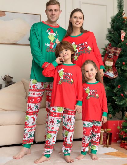 Matching Christmas Pajamas  Monster Letter Long-sleeve Pajamas Sets
