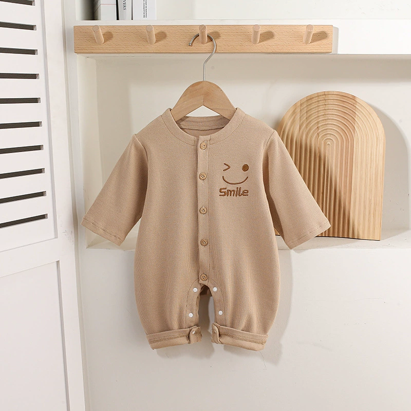 Winking Smile Embro Ribbed Baby Romper