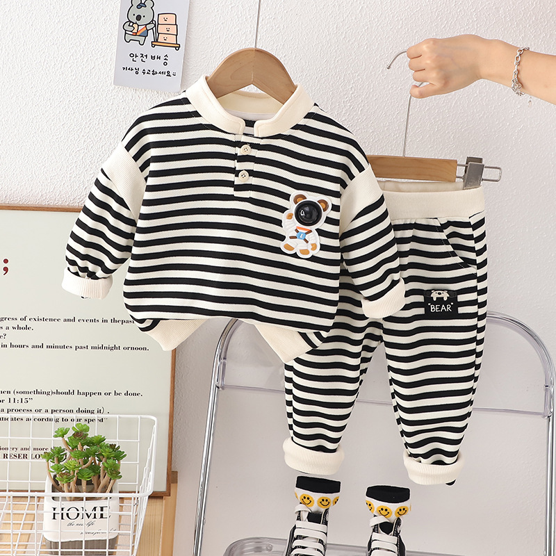 2pcs Toddler Boy Stripe Top and Pant Set